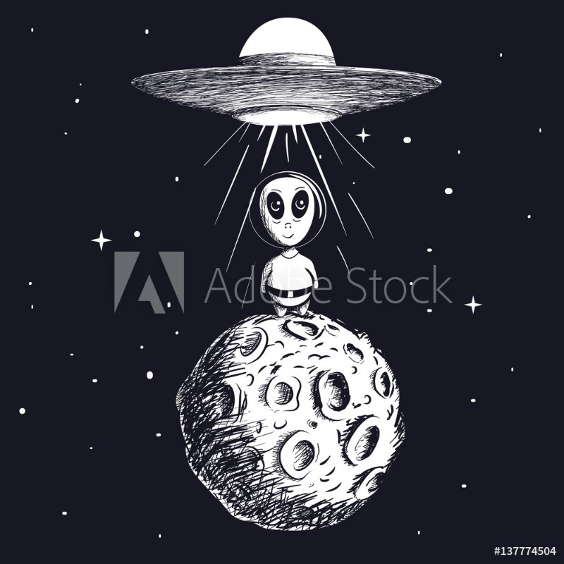 Picture of Alien landed to moon from ufo